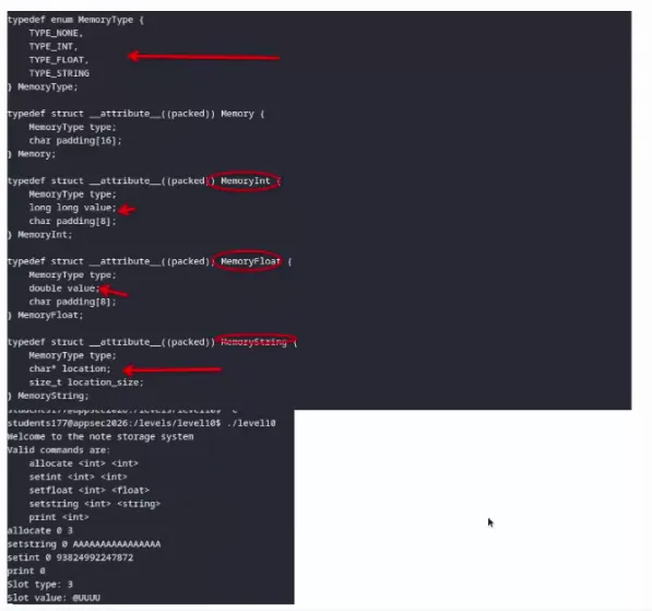 Struct definitions and terminal